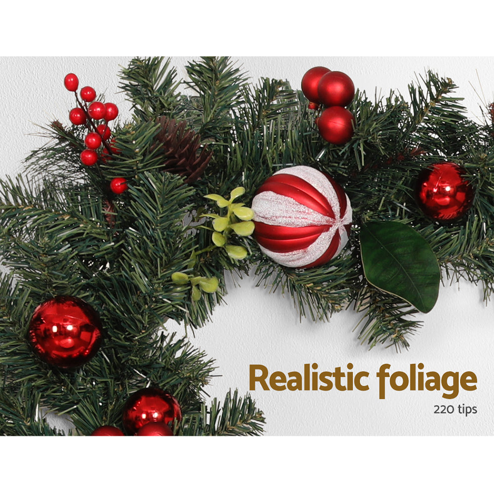 2.7M Christmas Garland with Red Berries, Pine Cones & Baubles