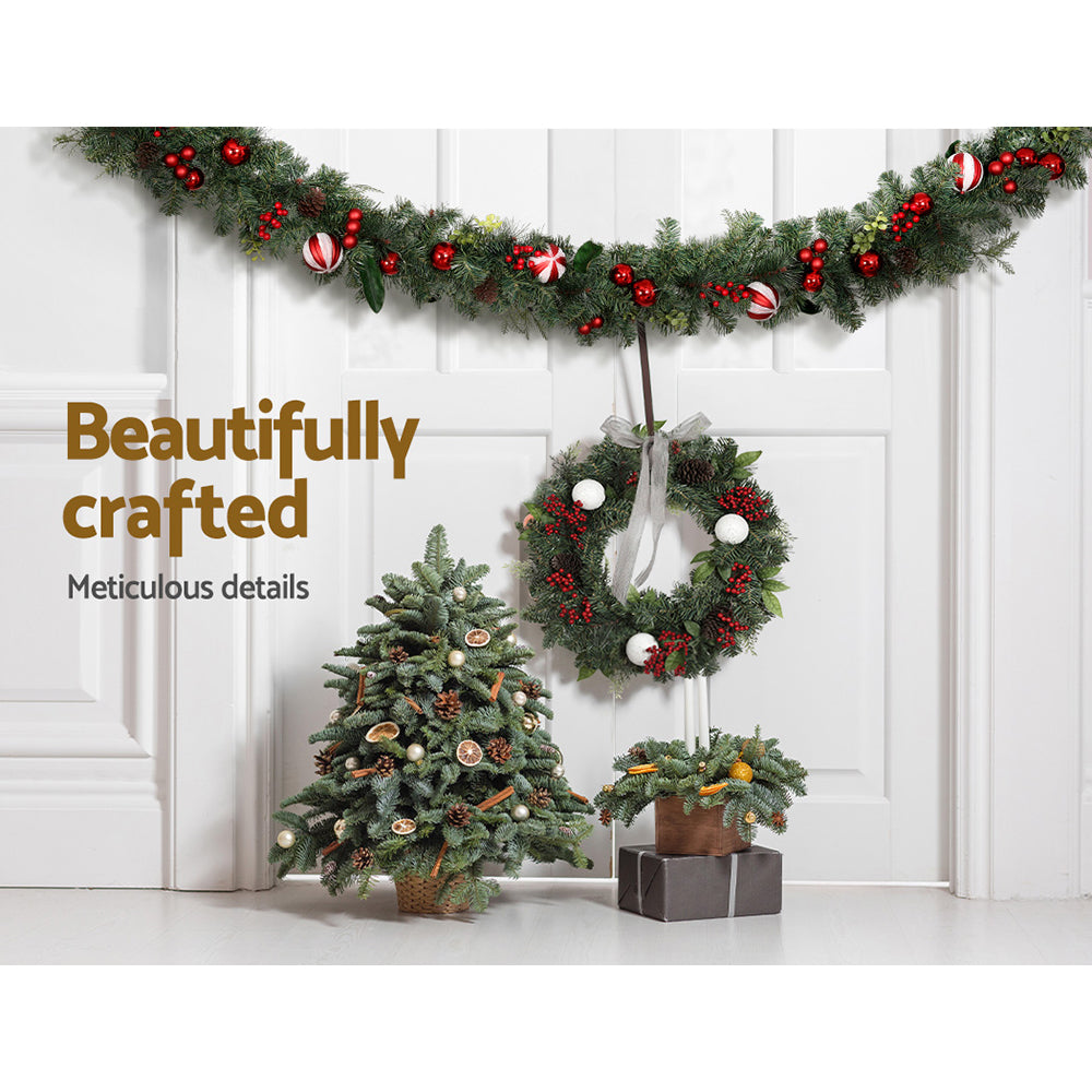 2.7M Christmas Garland with Red Berries, Pine Cones & Baubles