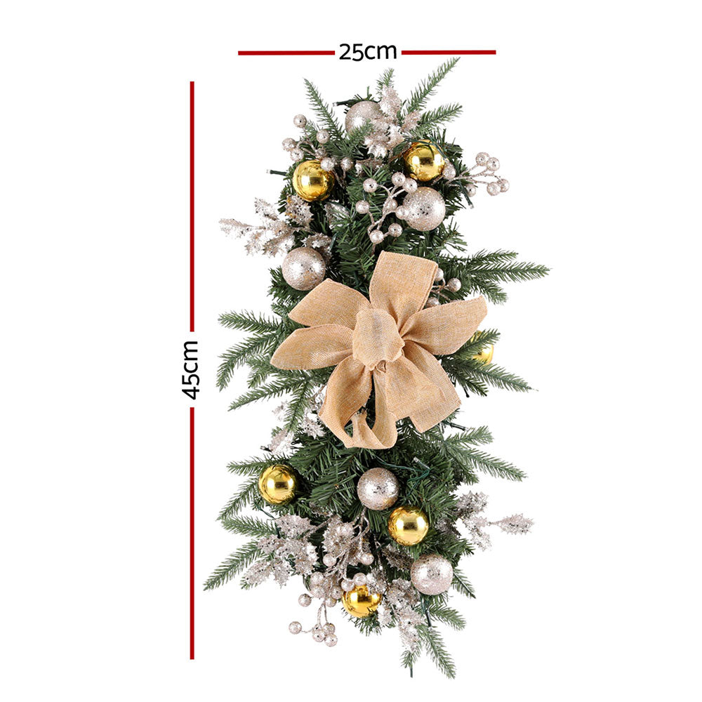 45CM Pre-Lit Christmas Wreath – 30 Warm White LEDs