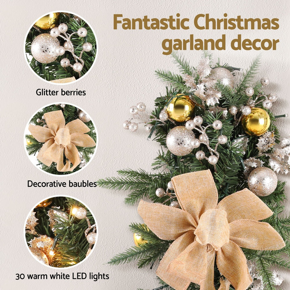 45CM Pre-Lit Christmas Wreath – 30 Warm White LEDs