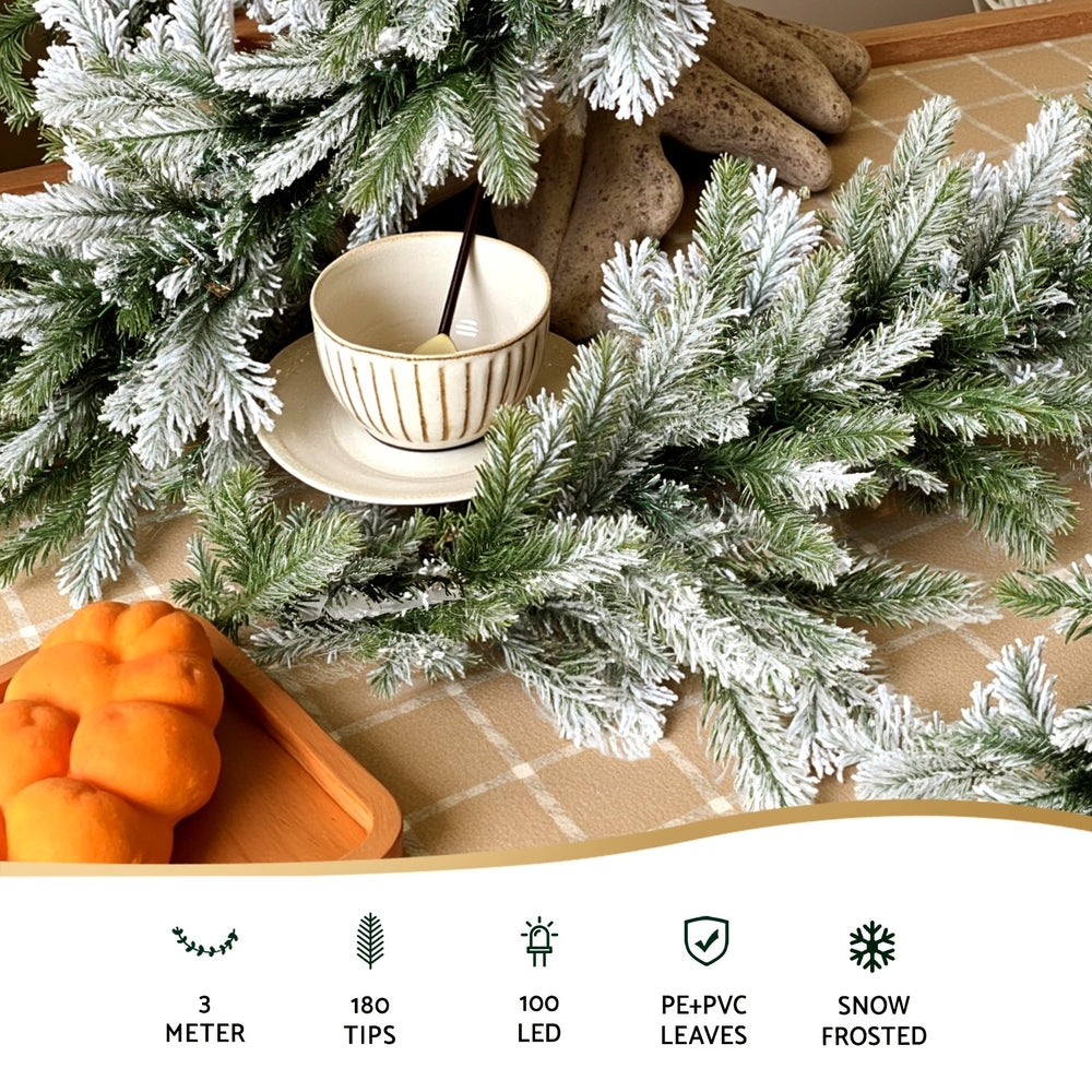 3M Pre-Lit Christmas Garland with Snow Frosted Tips