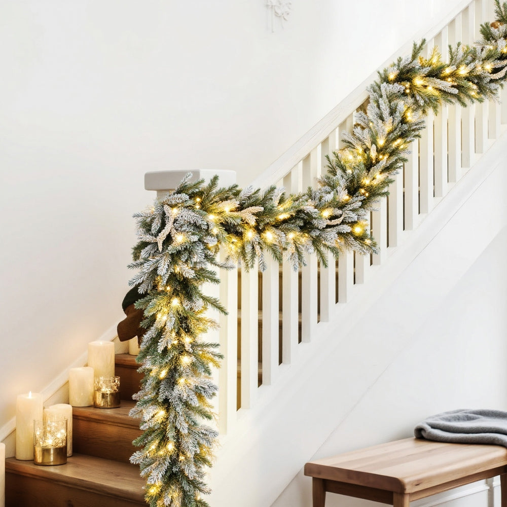 3M Pre-Lit Christmas Garland with Snow Frosted Tips