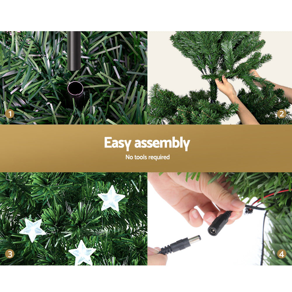 6FT, 7FT & 8FT Optic Fibre Christmas Tree with Multi-Colour LEDs & Star Topper