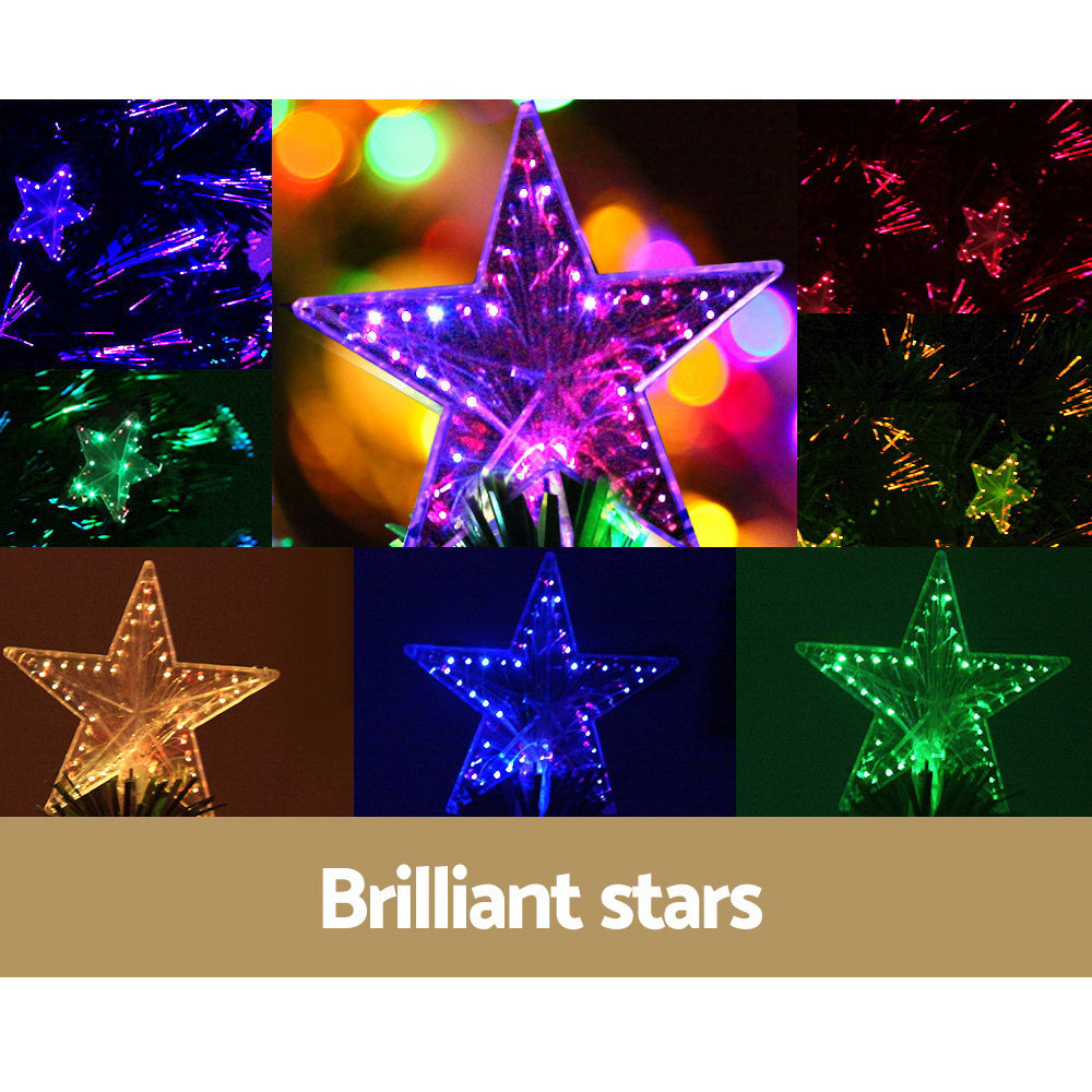 6FT, 7FT & 8FT Optic Fibre Christmas Tree with Multi-Colour LEDs & Star Topper