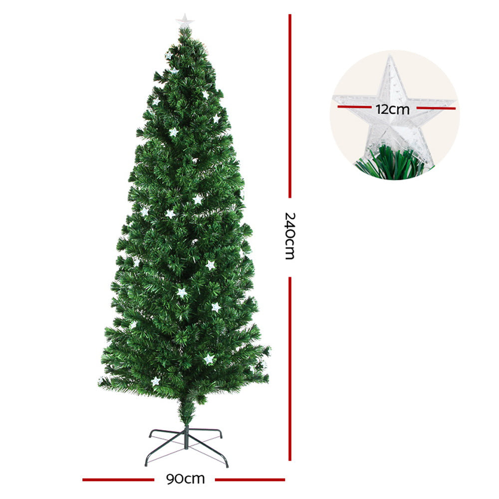 8FT Optic Fibre LED Christmas Tree – Multi-Colour Pre-Lit with Star Topper