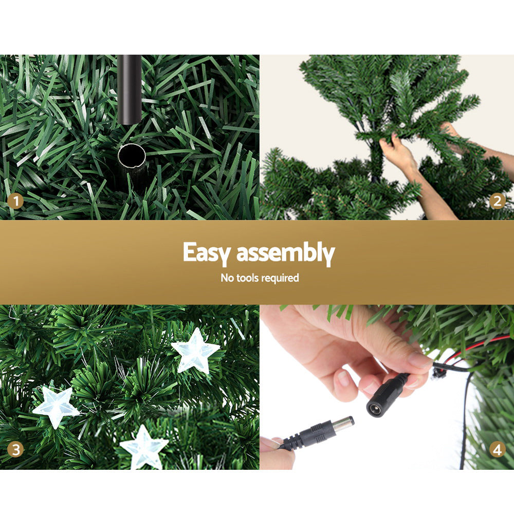 8FT Optic Fibre LED Christmas Tree – Multi-Colour Pre-Lit with Star Topper