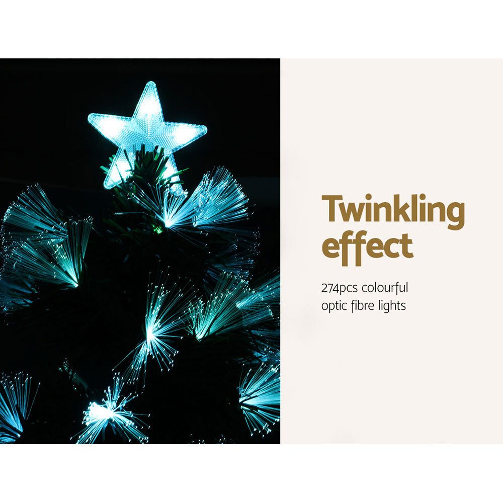 7FT Optic Fibre LED Christmas Tree – 274 Multi-Colour Lights, 20+ Modes