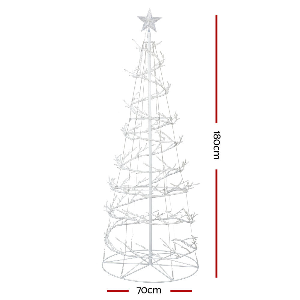 6FT Spiral LED Christmas Tree – 320 Cold White Lights with Star Topper