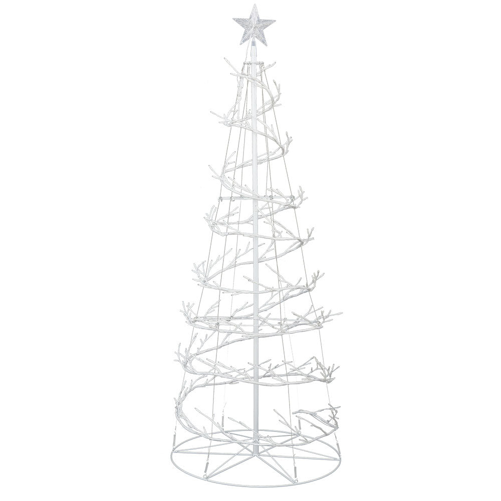 6FT Spiral LED Christmas Tree – 320 Cold White Lights with Star Topper