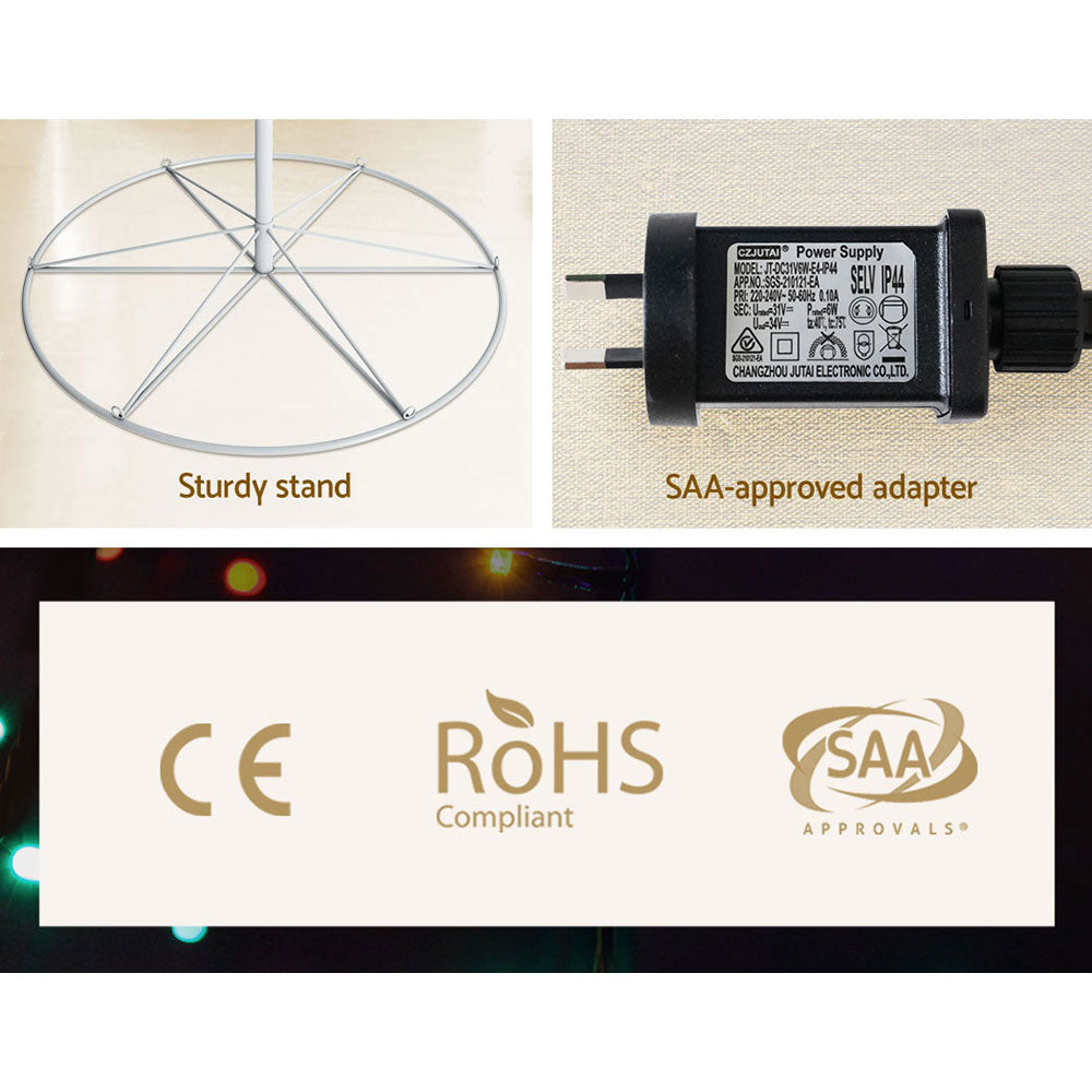 6FT Spiral LED Christmas Tree – 320 Cold White Lights with Star Topper