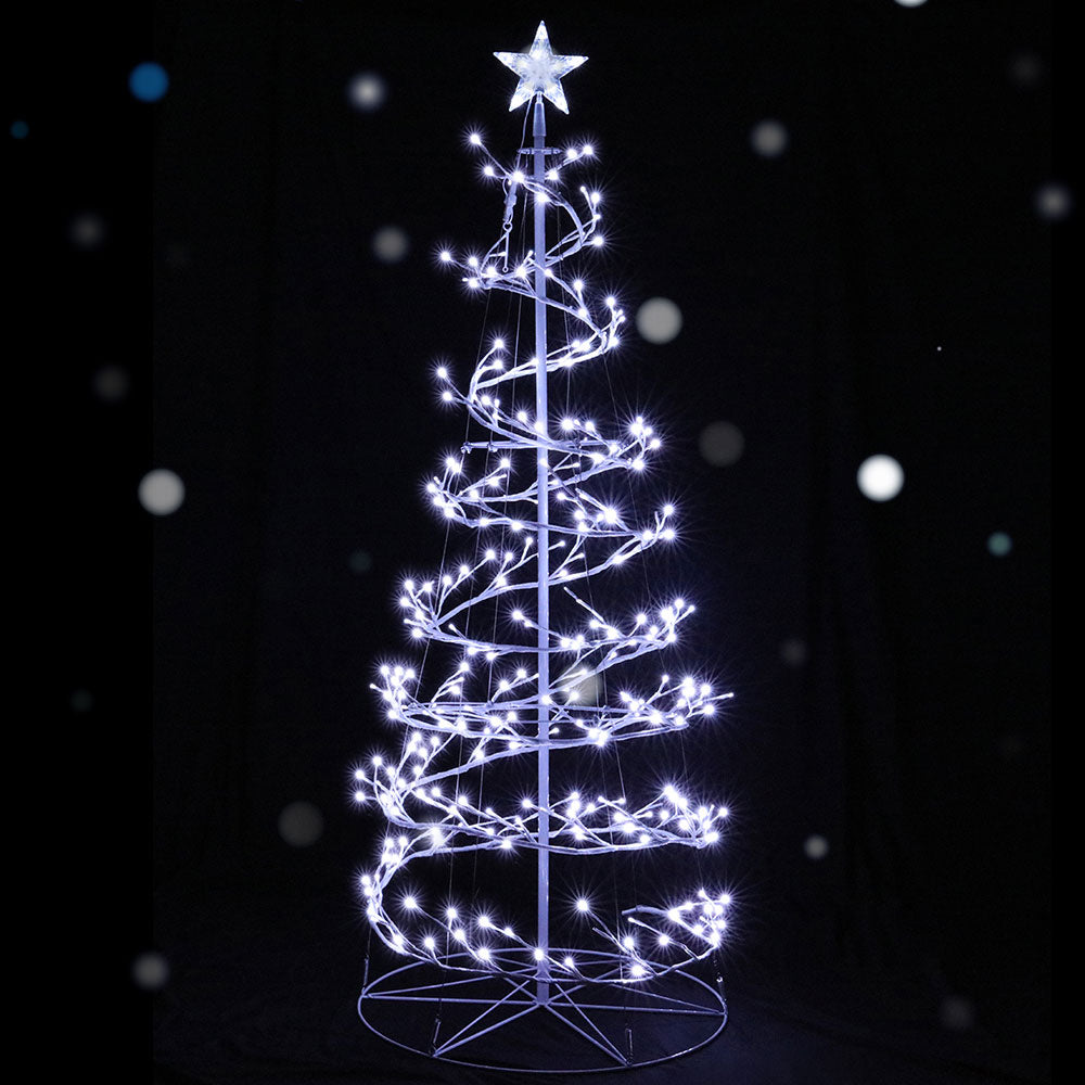 6FT Spiral LED Christmas Tree – 320 Cold White Lights with Star Topper
