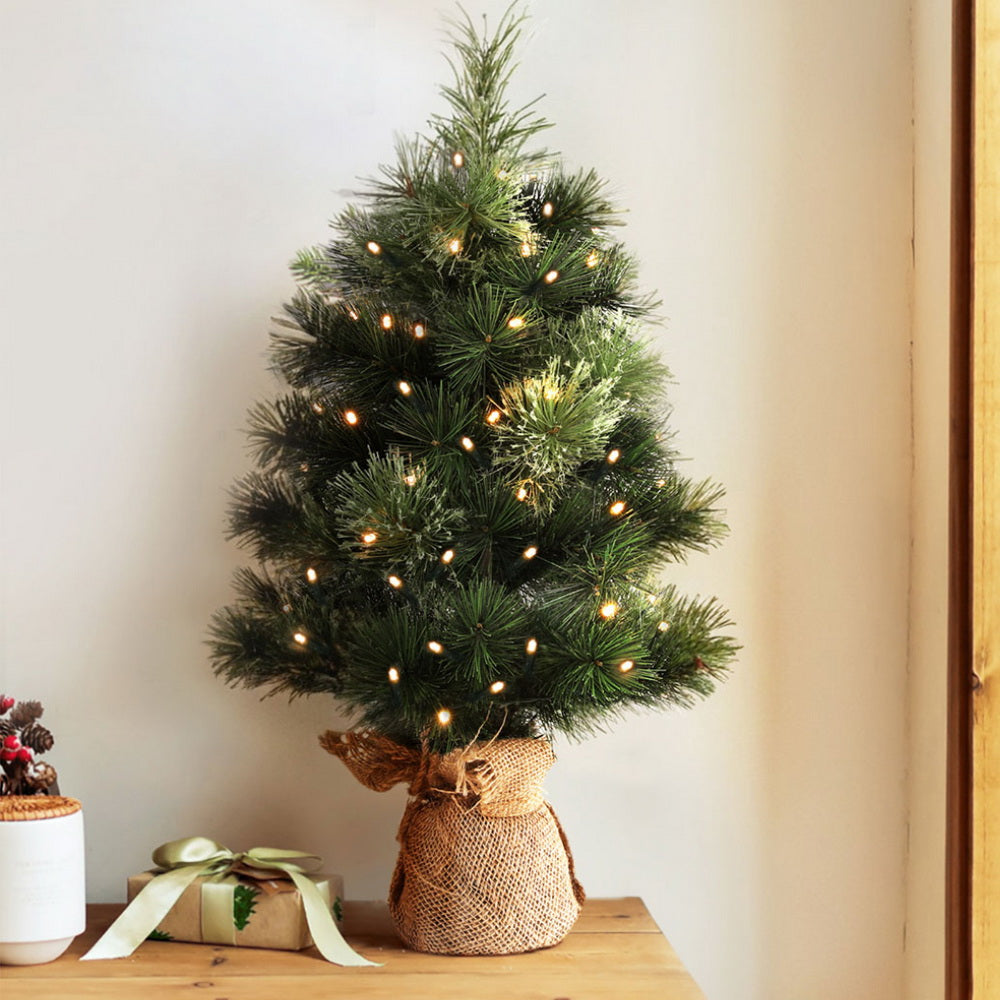 60cm Mini Pre-Lit Christmas Tree with Warm White LEDs
