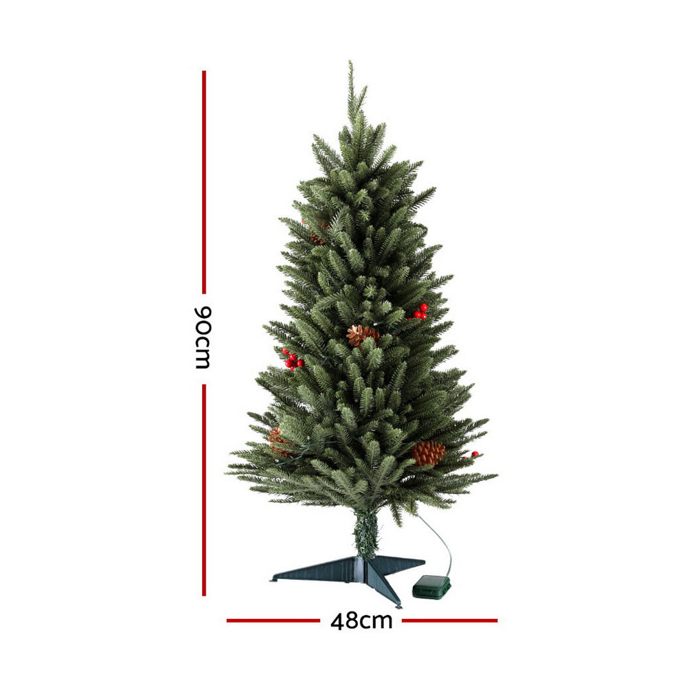 90cm Pre-Lit Mini Christmas Tree with Warm White LEDs