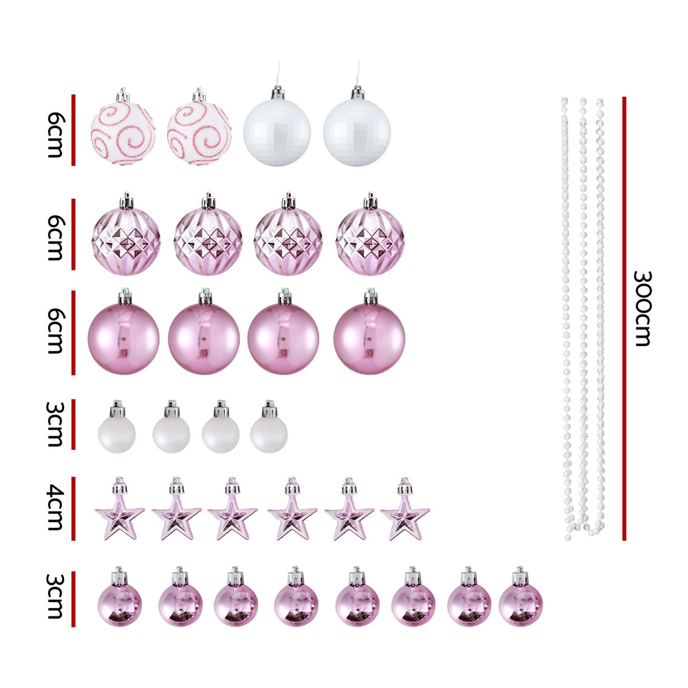 33pcs Christmas Tree Decoration Set – Pink & White