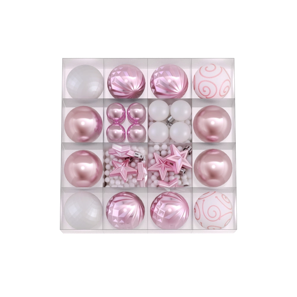 33pcs Christmas Tree Decoration Set – Pink & White