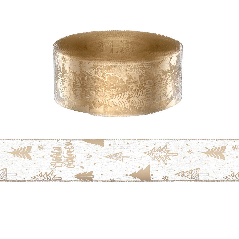 20M Gold Christmas Ribbon – Printed Tree Decor Roll