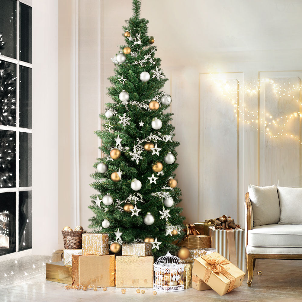 6FT Slim Green Fir Christmas Tree | Classic & Elegant Holiday Centerpiece