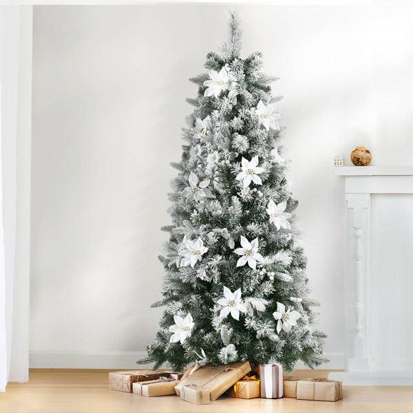 6FT Slim Snow-Flocked Christmas Tree – 564 Tips, Unlit