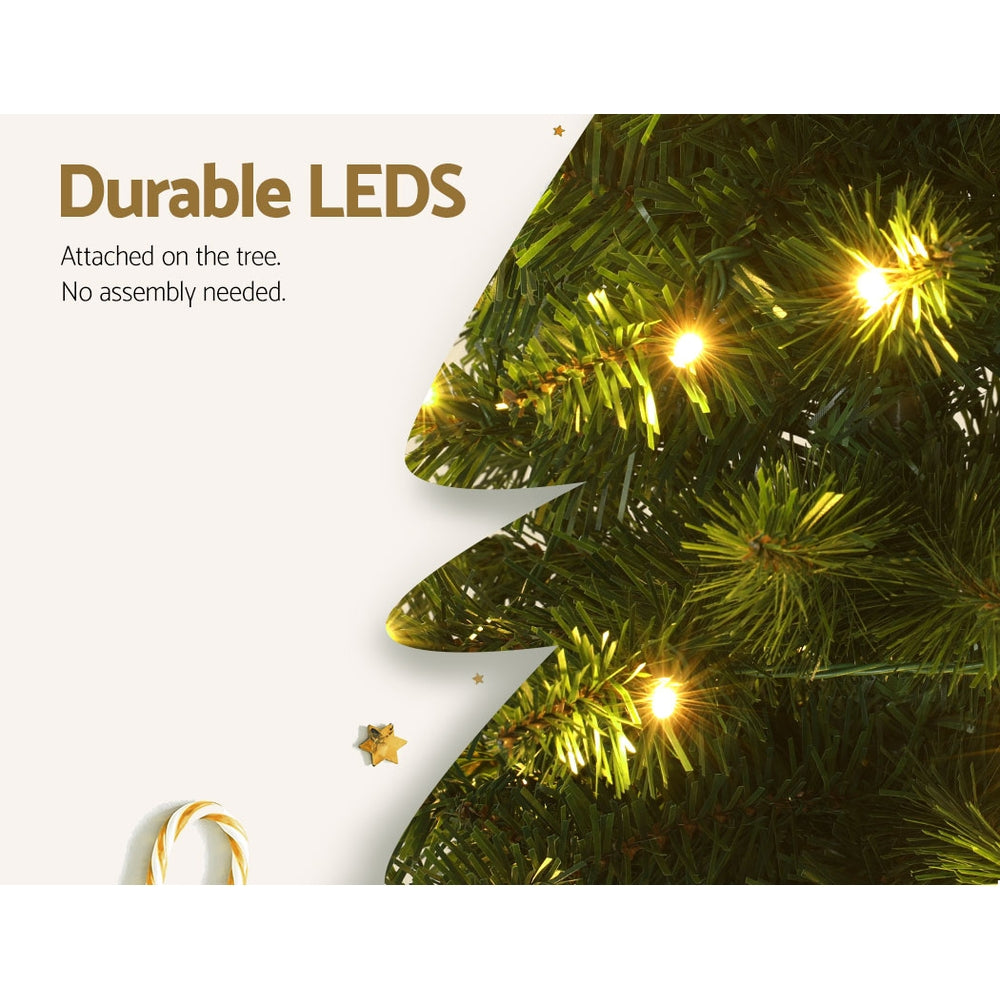6FT Slim Pre-Lit Green Christmas Tree with Warm LEDs