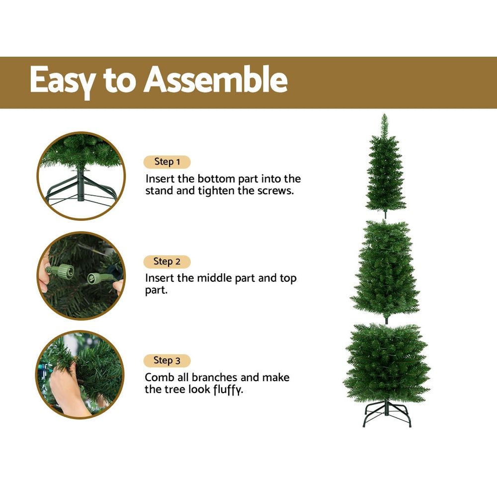 6FT Slim Pre-Lit Green Christmas Tree with Warm LEDs