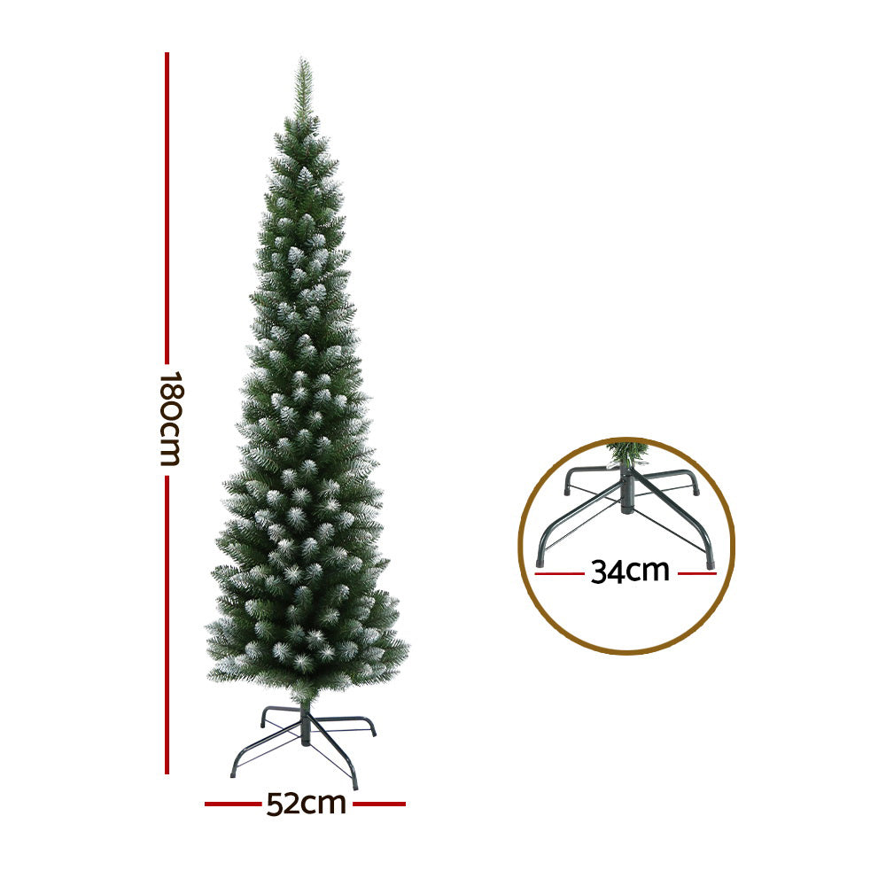 6FT Slim Green Snow-Flocked Christmas Tree