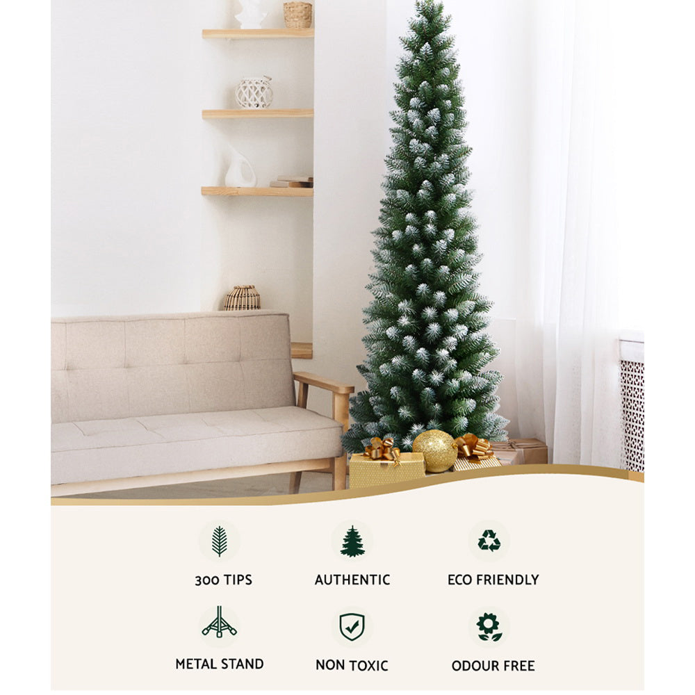 6FT Slim Green Snow-Flocked Christmas Tree