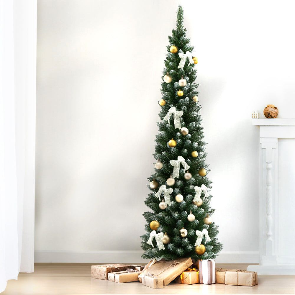 6FT Slim Green Snow-Flocked Christmas Tree