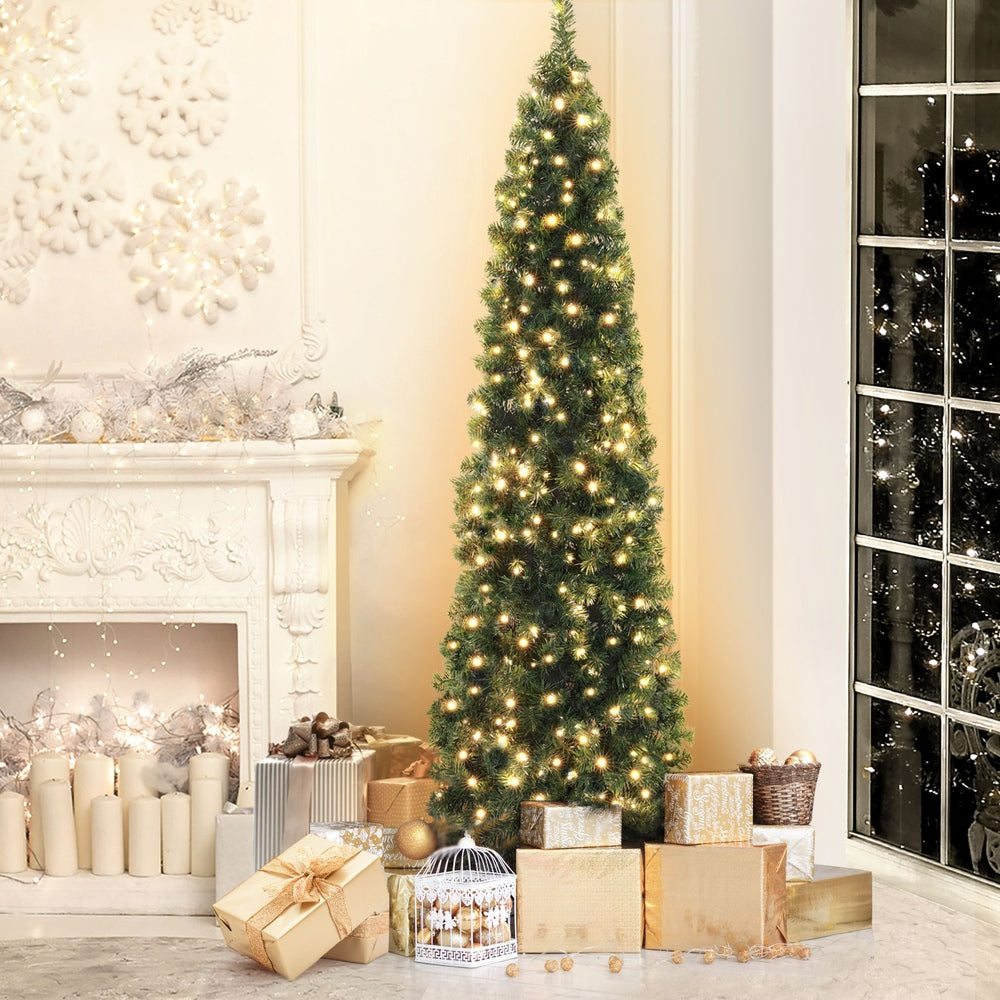 7FT Pre-Lit Half Corner Christmas Tree | Space-Saving & Elegant Holiday Centerpiece