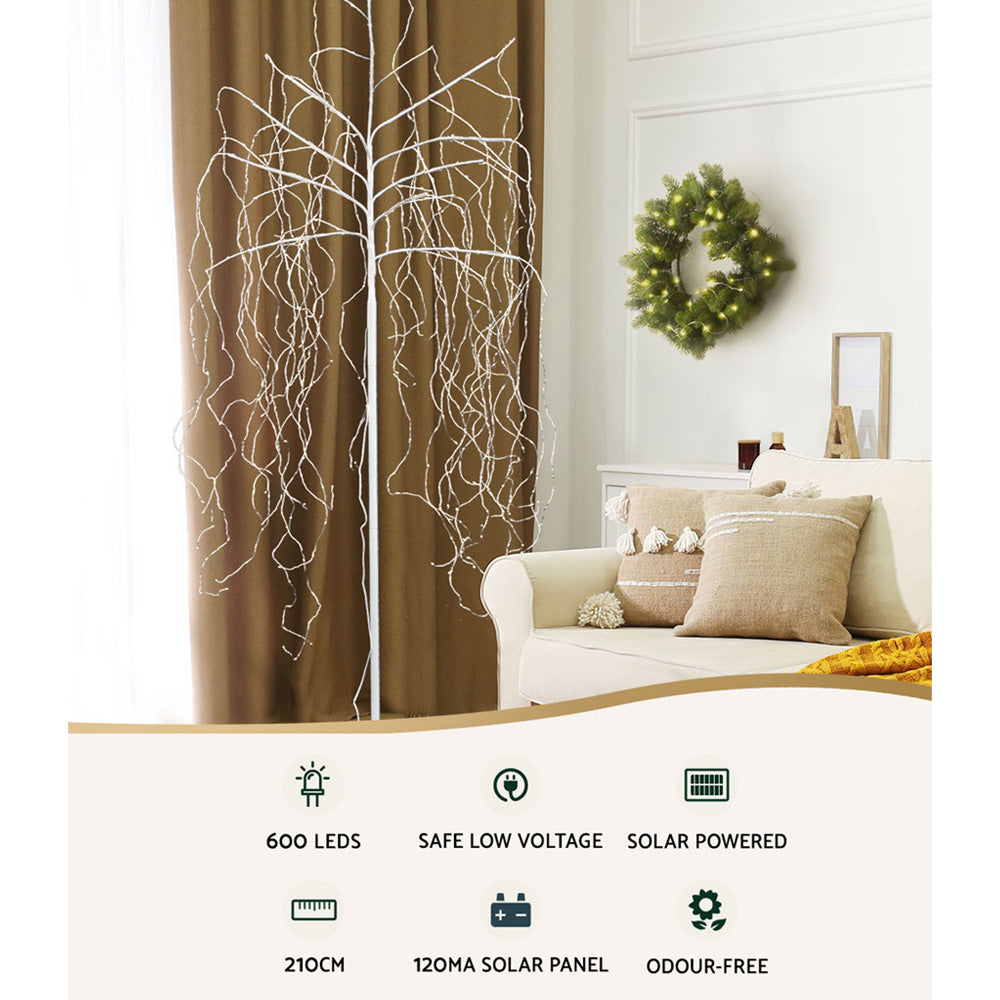 7FT Solar-Powered LED Christmas Tree - Warm White Elegance for Indoor & Outdoor Display