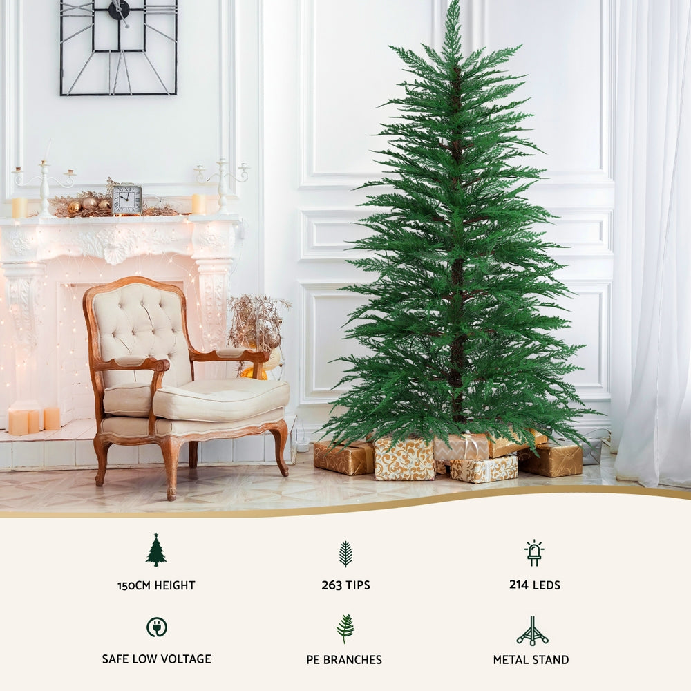 5FT Pre-Lit Christmas Tree – 214 Warm White LED Sparse Design with 263 Tips