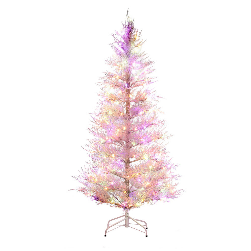 6FT LED Christmas Tree - Snowy Finish with 200 Multi-Colour Lights