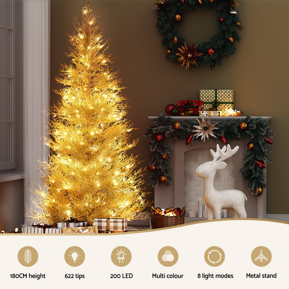 6FT LED Christmas Tree - Snowy Finish with 200 Multi-Colour Lights
