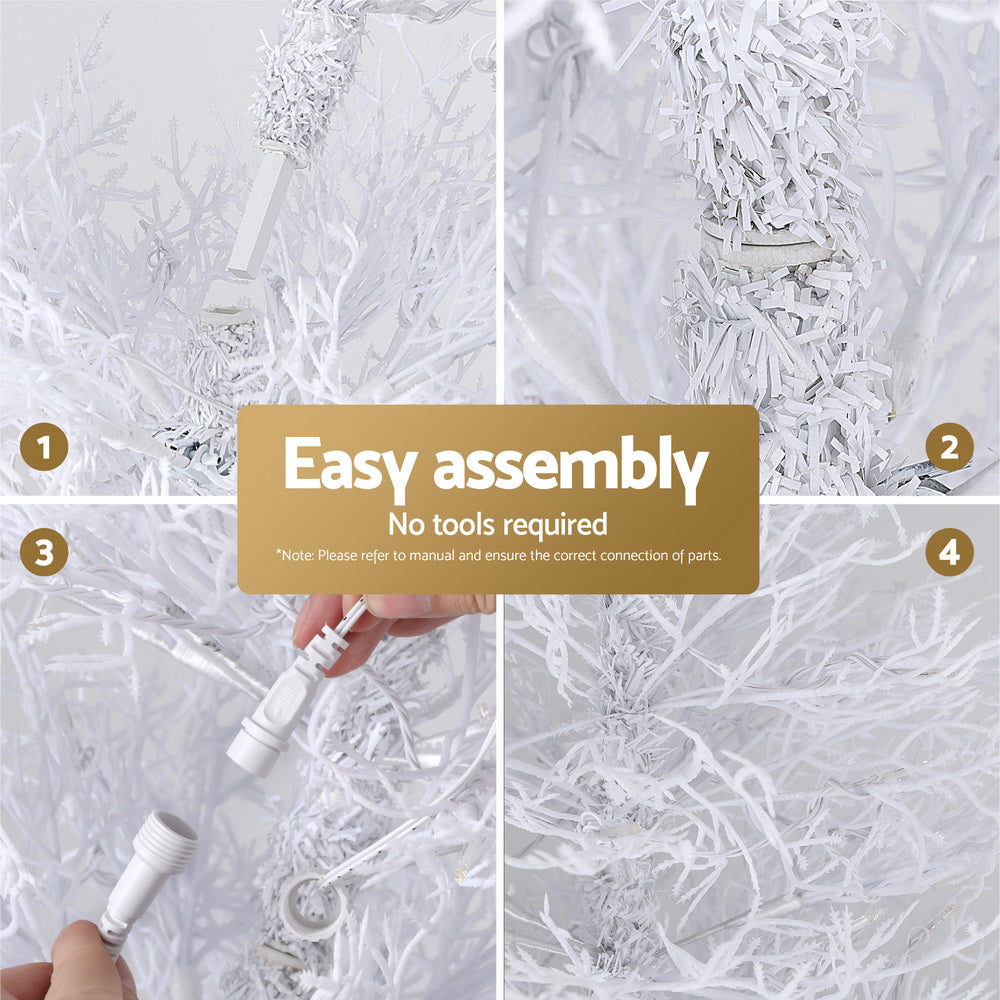 6FT LED Christmas Tree - Snowy Finish with 200 Multi-Colour Lights