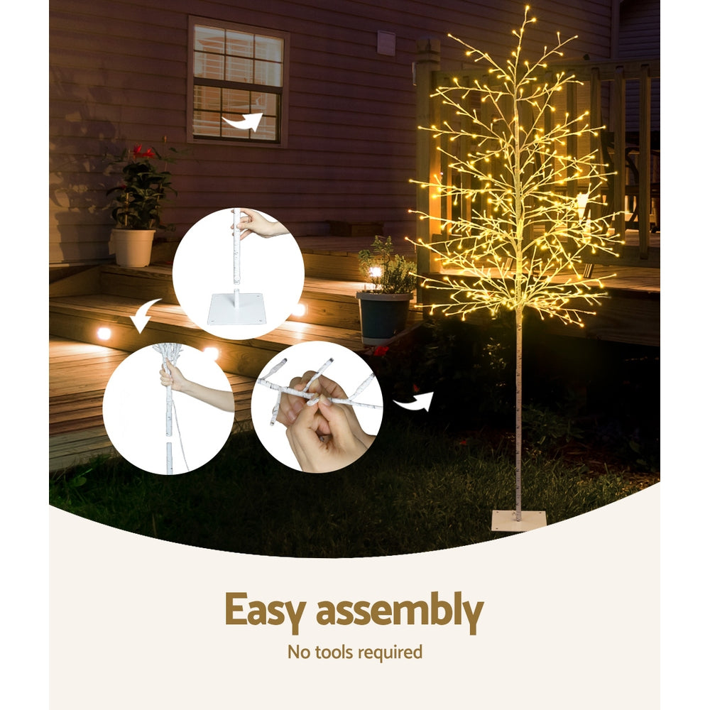 7FT Pre-Lit Twig Christmas Tree – 480 Warm White LEDs - Indoor & Outdoor Use