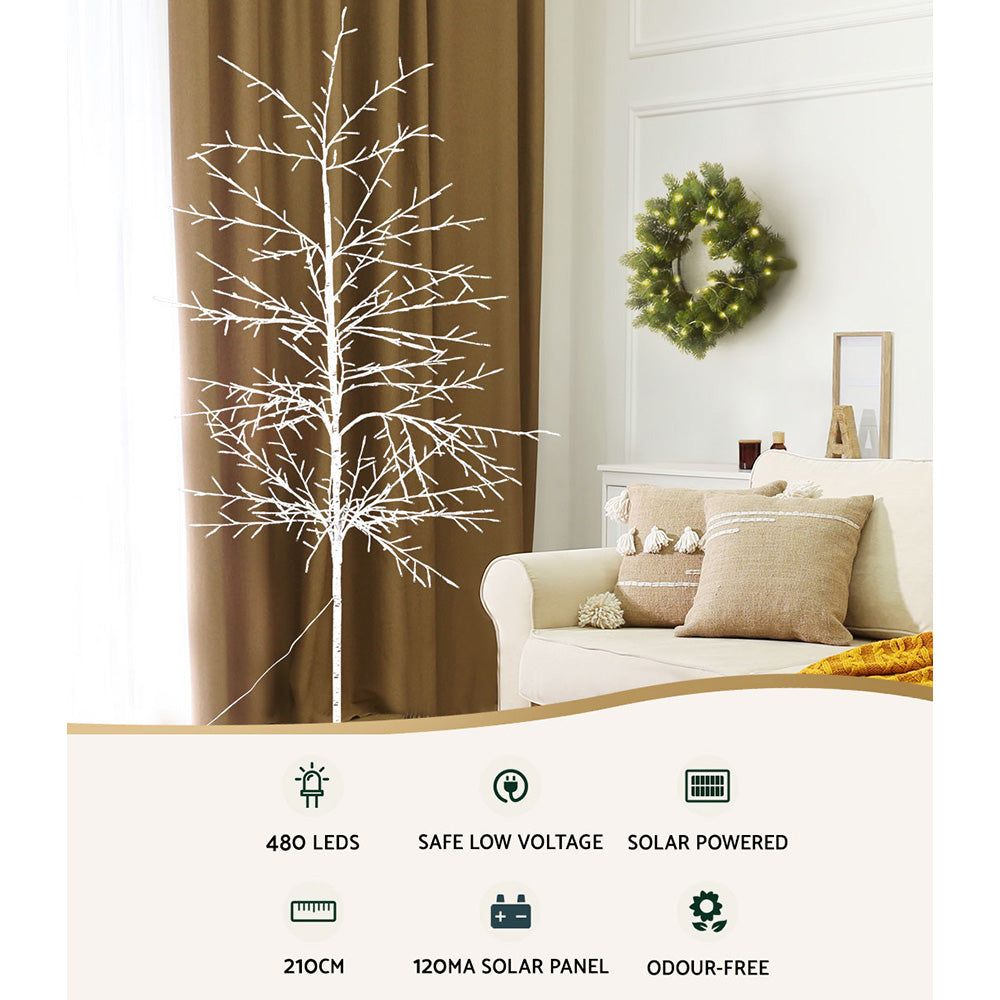 7FT Solar-Powered LED Christmas Tree | Elegant Warm White Holiday Display