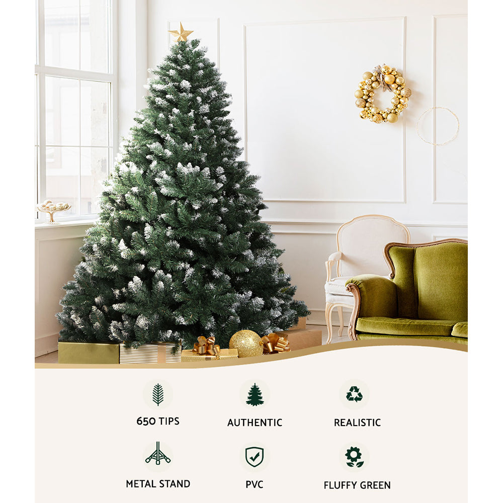 6FT Snow-Frosted Fir Christmas Tree – 650 Tips, Unlit