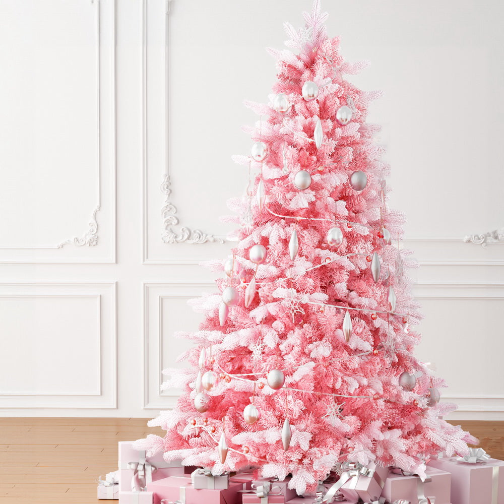 Pink Snow-Flocked Christmas Tree – 6FT Full-Shape Artificial Tree