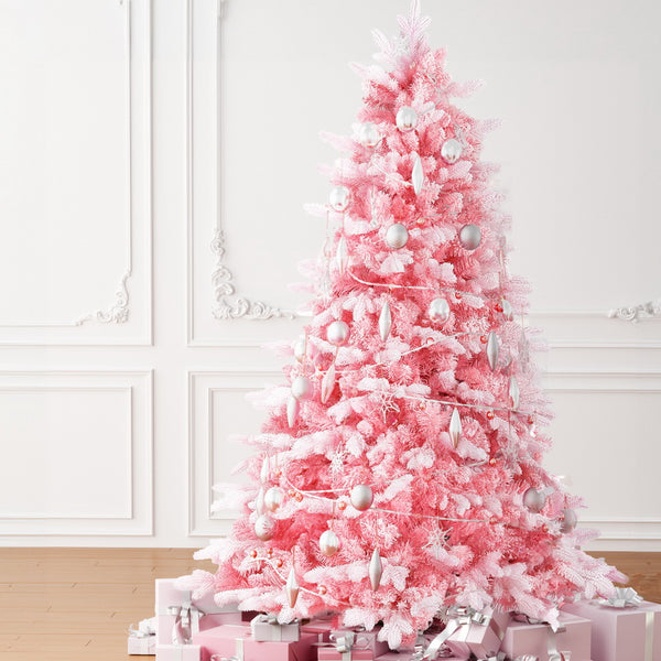 6FT Pink Snow-Flocked Christmas Tree – 810 Tips, Unlit