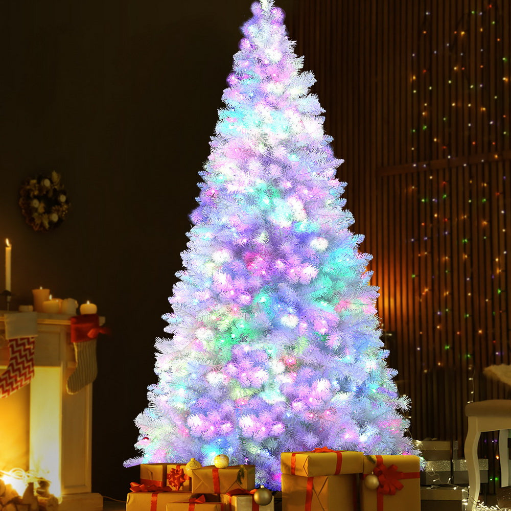 7FT Premium White LED Christmas Tree with 450 RGB Lights & Remote Control