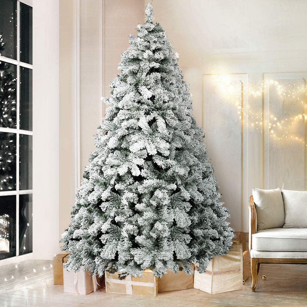 8FT Snow-Flocked Fir Christmas Tree – 1165 Tip Artificial Tree