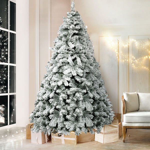 8FT Snow-Flocked Fir Christmas Tree – 1165 Tips, Unlit