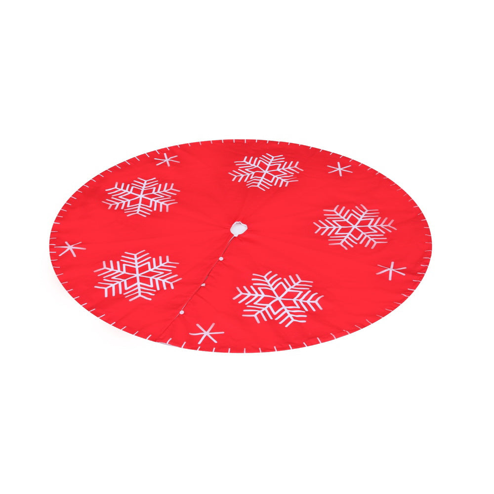 90CM Red Christmas Tree Skirt – Snowflake Design