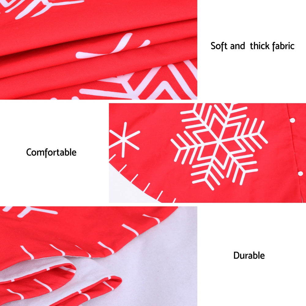 90CM Red Christmas Tree Skirt – Snowflake Design