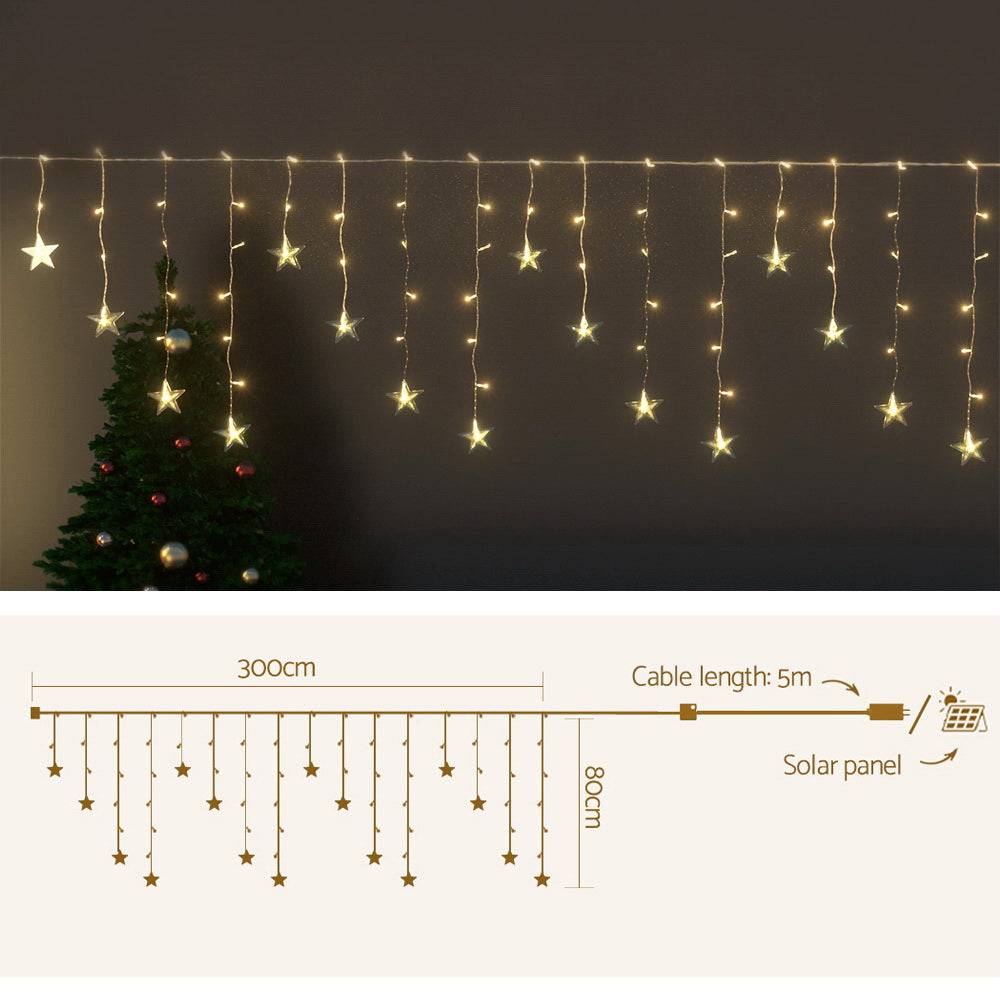 3M Warm White LED Solar Icicle Christmas Lights – 80 LEDs