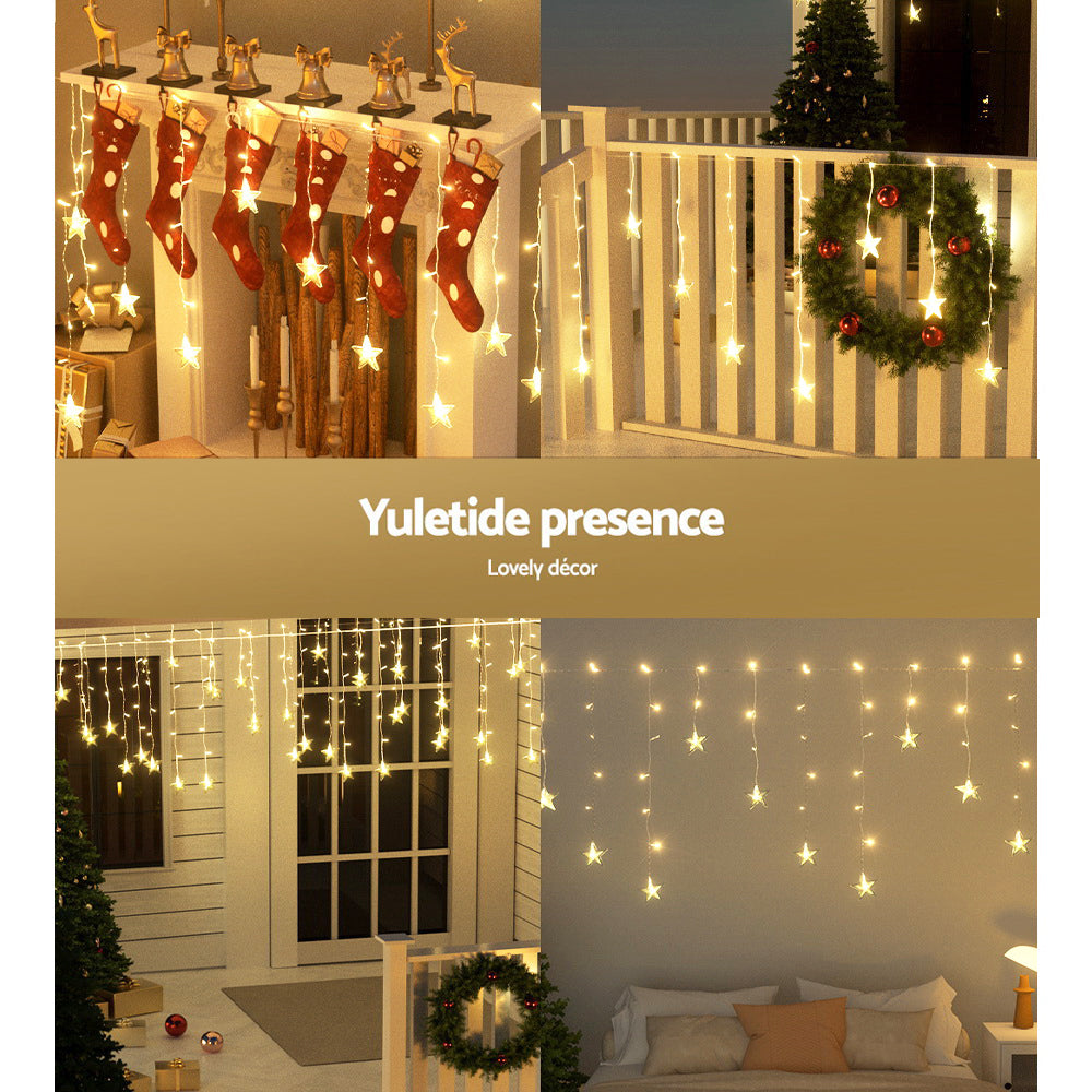 3M Warm White LED Solar Icicle Christmas Lights – 80 LEDs