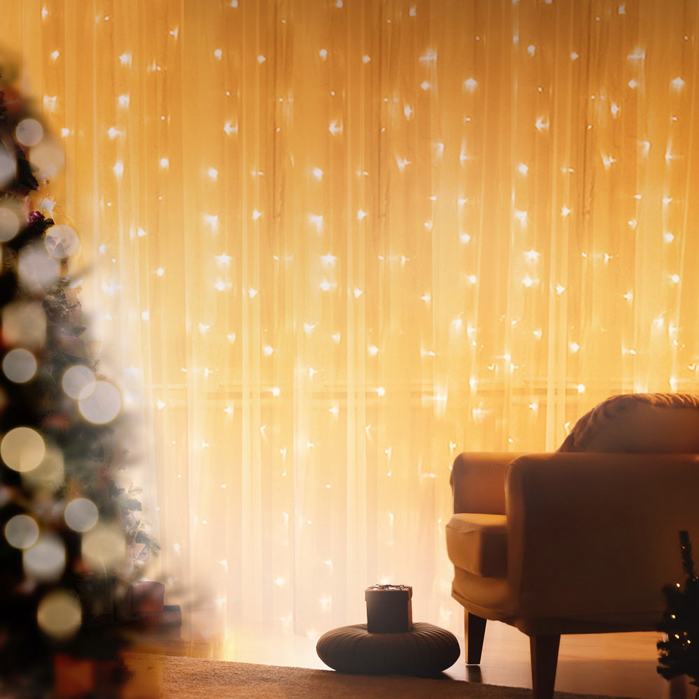 3M (9.8FT) Warm White LED Curtain Lights – 300 LEDs