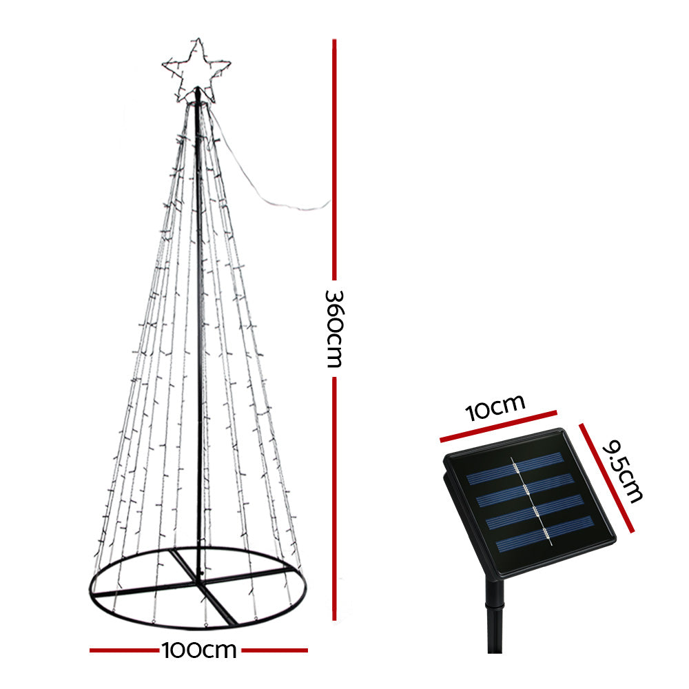 12FT Solar LED Christmas Tree – 400 Multi-Colour Lights with Star Topper