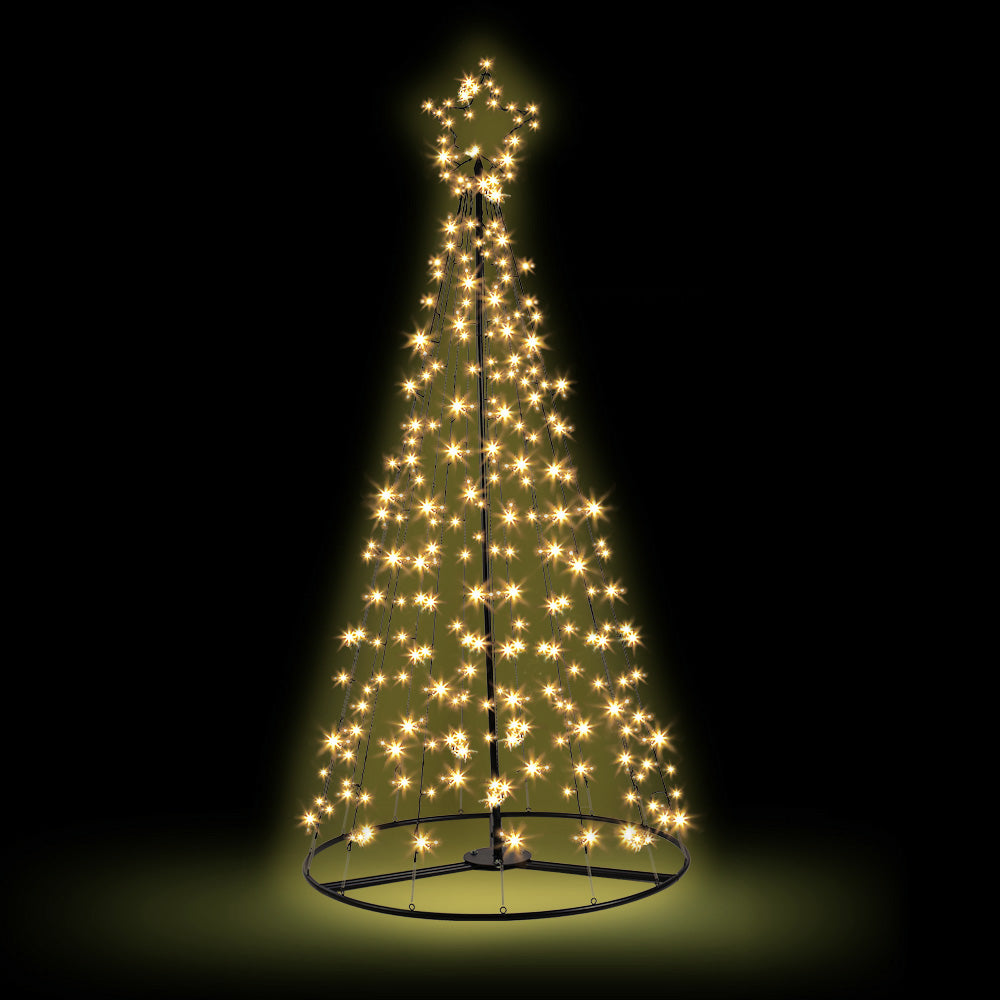7FT Solar LED Christmas Tree – 264 Warm White Lights, 8 Modes