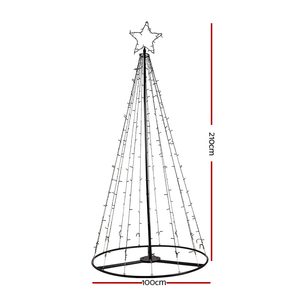 7FT Solar LED Christmas Tree – 264 Warm White Lights, 8 Modes