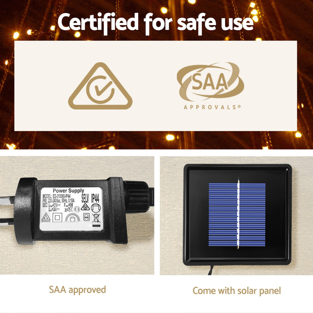 7FT Solar LED Christmas Tree – 264 Warm White Lights, 8 Modes